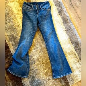 LOW RISE FLARE medium-wash jeans; size 8; “Wild Fable”; excellent condition